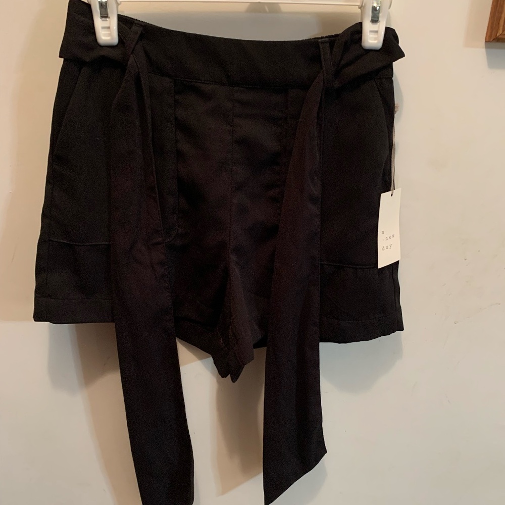 Black silky shorts- new with tag by a new day